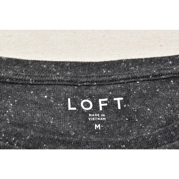 NEW LOFT Womens Top Regular Size M Gray Marled Crossover Tulip Hem Long Sleeve - Picture 7 of 8